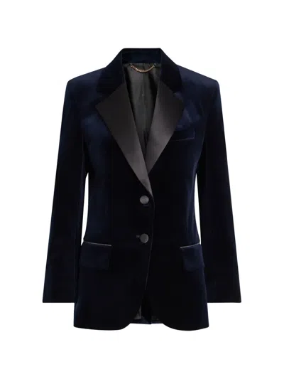 Victoria Beckham Single-breasted Velvet Tuxedo Jacket In Multi