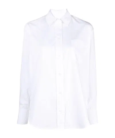 Victoria Beckham Logo-embroidered Organic Cotton Shirt In Blanco