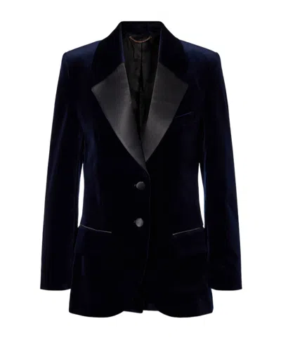 Victoria Beckham Lapel Collar Long-sleeved Blazer In Black