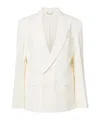 Victoria Beckham White Solid Notched Lapel Blazer In White