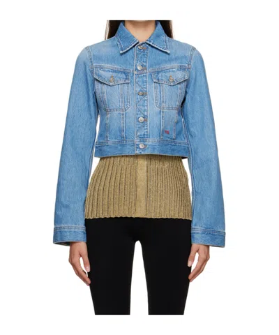 Victoria Beckham Lapel Denim Coat In Blue
