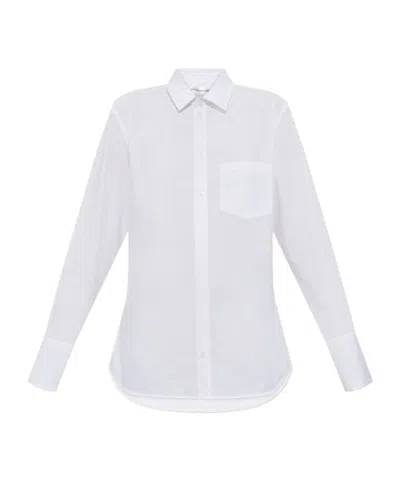 Victoria Beckham Lapel Long Sleeve Shirt In White