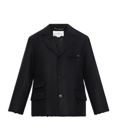 Victoria Beckham Lapel Long-sleeved Suit Jacket In Black