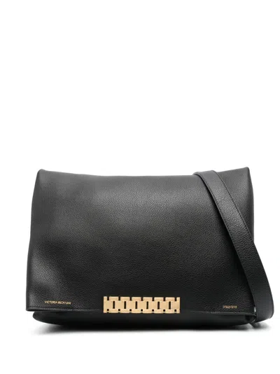 Victoria Beckham Large Chain Pouch Leather Shoulder Bag In Black