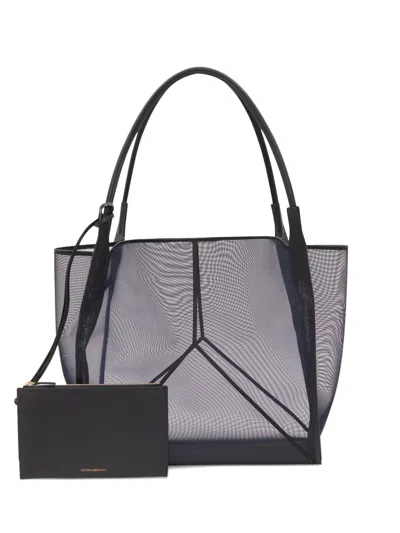 Victoria Beckham Large Navy Tote Bag In Black