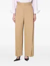 Victoria Beckham Wide Beige Trousers In Cotton Women In Yellow