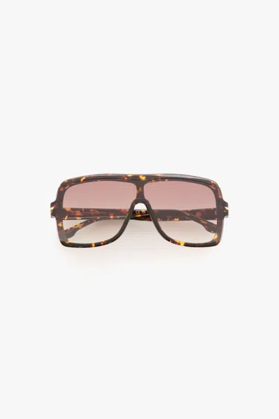 Victoria Beckham Layered Mask Frame In Havana In Brown