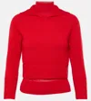 Victoria Beckham Wool Double Layer Top With Sheer Underlay In Red