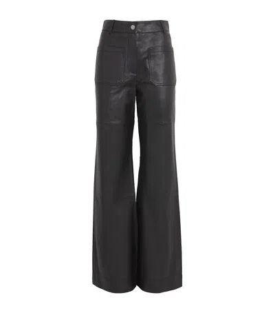Victoria Beckham Leather Alina Trousers In Black