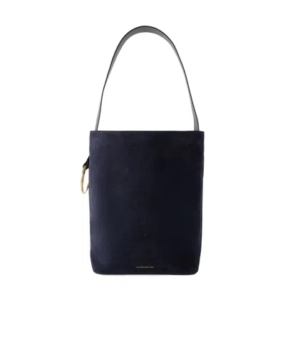 Victoria Beckham Dia Leather And Suede Bucket Bag In Blue