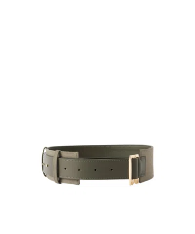 Victoria Beckham Leather And Twill Waist Belt In Green