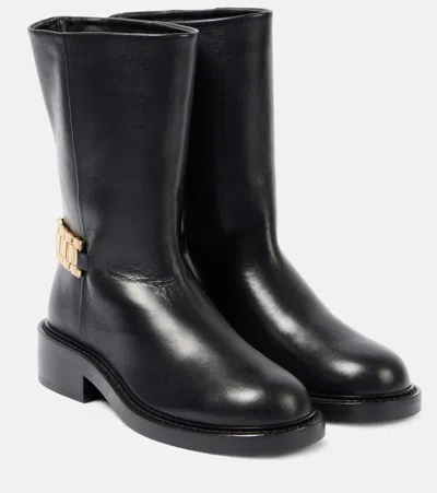 Victoria Beckham Leather Ankle Boots In Black