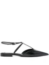 Victoria Beckham B Buckle Leather Ballet Flats In Black