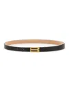 Victoria Beckham Leather Belt Adjustable Gold-tone Buckle In Black