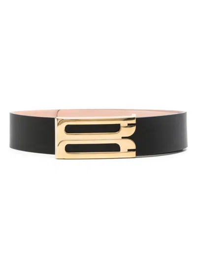 Victoria Beckham Logo Buckle Belt In Black
