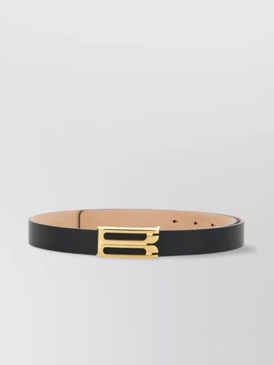 Victoria Beckham Leather Belt With Adjustable Length And Gold-tone Buckle In Neutrals
