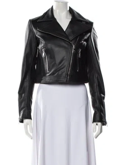 Pre-owned Victoria Beckham Leather Biker Jacket In Black