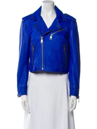 Pre-owned Victoria Beckham Leather Biker Jacket In Blue