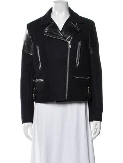 Pre-owned Victoria Beckham Leather Biker Jacket In Blue