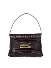 Victoria Beckham B Buckle Chain Embossed Leather Clutch In Brown