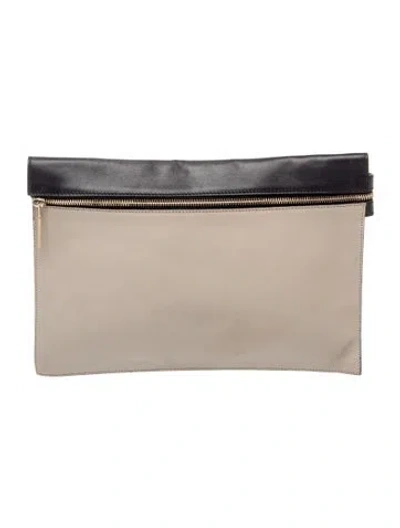 Pre-owned Victoria Beckham Leather Clutch In Neutrals