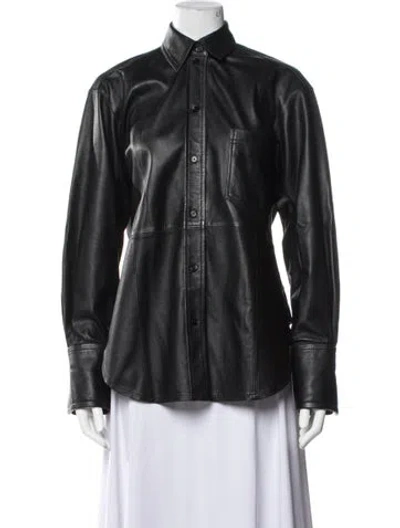 Pre-owned Victoria Beckham Leather Coat In Black