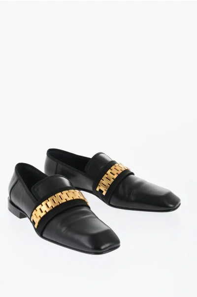 Victoria Beckham Leather Debbie Loafers With Golden Detail In Black