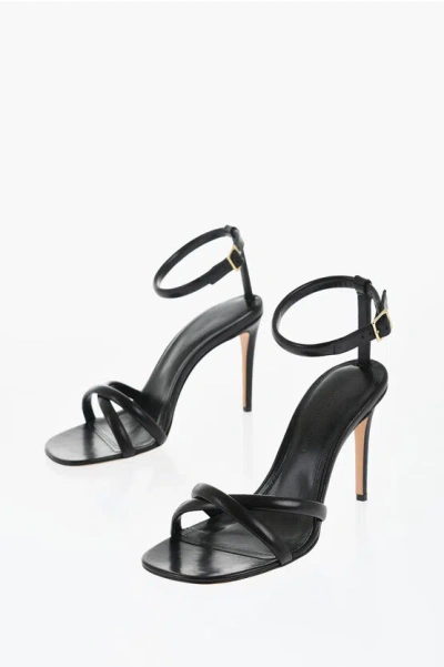 Victoria Beckham Leather Decol Ankle-strap Sandals Heel 9cm In Black