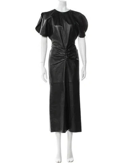 Pre-owned Victoria Beckham Leather Faux Fur Coat In Black