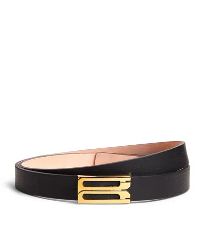 Victoria Beckham Leather Frame Belt In Black