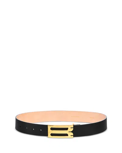 Victoria Beckham Leather Frame Belt In Black