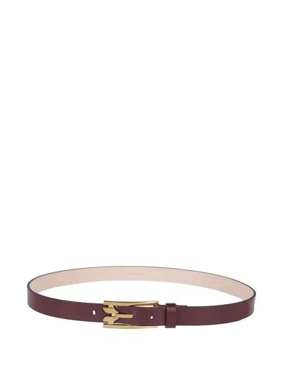 Victoria Beckham Leather Gold-tone Buckle Belt In Red