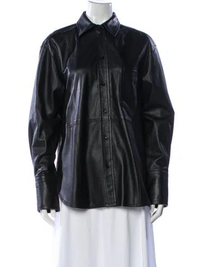 Pre-owned Victoria Beckham Leather Jacket In Blue