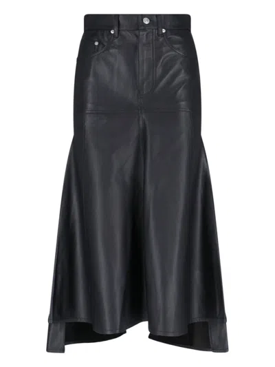Victoria Beckham Leather Midi Skirt In Black