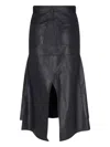 Victoria Beckham Leather Midi Skirt In Black