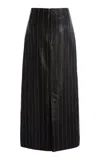 Victoria Beckham Leather Midi Skirt In Black,white