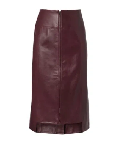 Victoria Beckham Womens Acai High-waist Staggered-hem Leather Midi Skirt In Burgundy