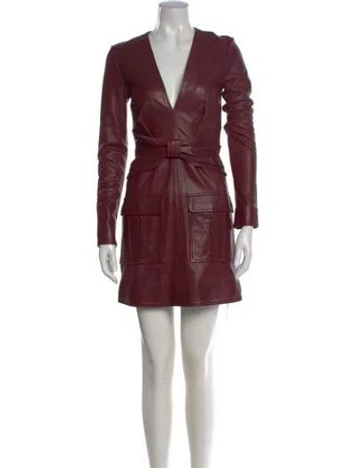 Pre-owned Victoria Beckham Leather Mini Dress W/ Tags In Burgundy