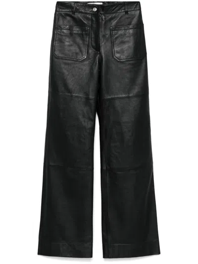 Victoria Beckham Leather Pants In Black
