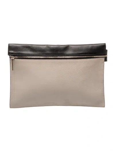 Pre-owned Victoria Beckham Leather Portfolio In Neutral