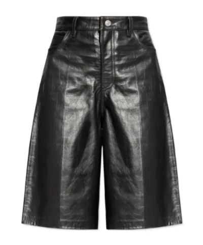 Victoria Beckham Leather Shorts In Black