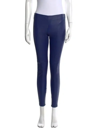 Pre-owned Victoria Beckham Leather Skinny Leg Pants In Blue