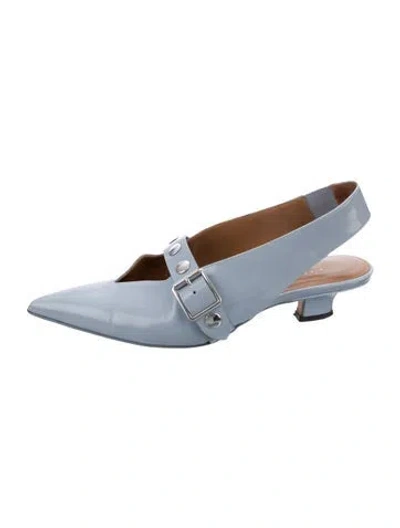 Pre-owned Victoria Beckham Leather Studded Accents Slingback Pumps In Blue