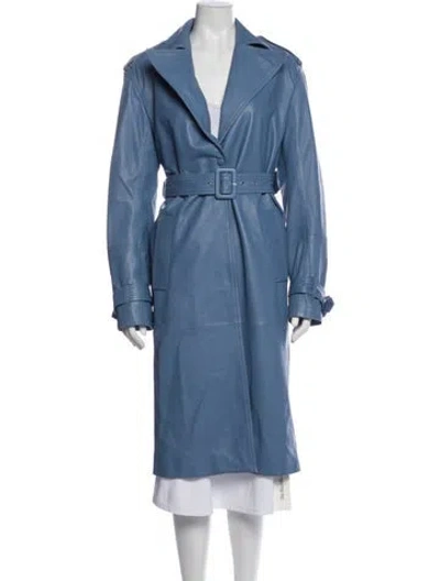 Pre-owned Victoria Beckham Leather Trench Coat In Blue
