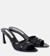 Victoria Beckham Leather-trimmed Denim Mules In Blue