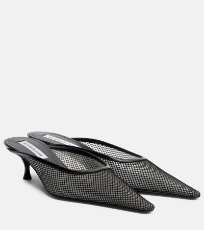 Victoria Beckham Leather-trimmed Mesh Mules In Black