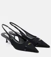 Victoria Beckham Black Mesh Slingback Kitten Heel In Black