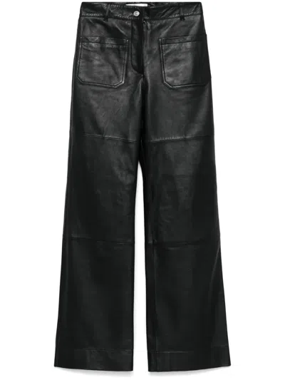 Victoria Beckham Leather Trousers In Black