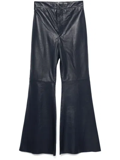 Victoria Beckham Leather Trousers In Ink Blue