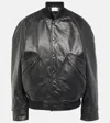 Victoria Beckham Leather Varsity Jacket In Black